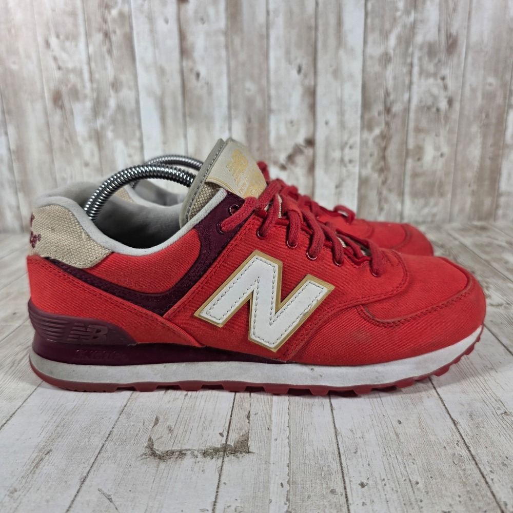 New Balance 574 Mens Red Canvas Low Top‎ Sneakers ML574RTC Size 9